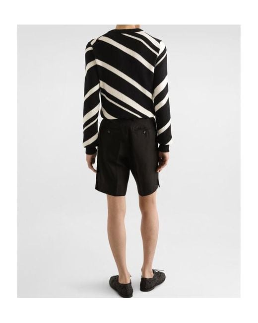 Dolce & Gabbana Black Pleated Bermuda Shorts for men