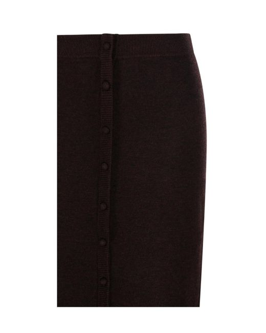 Victoria Beckham Black Button Detailed Midi Skirt
