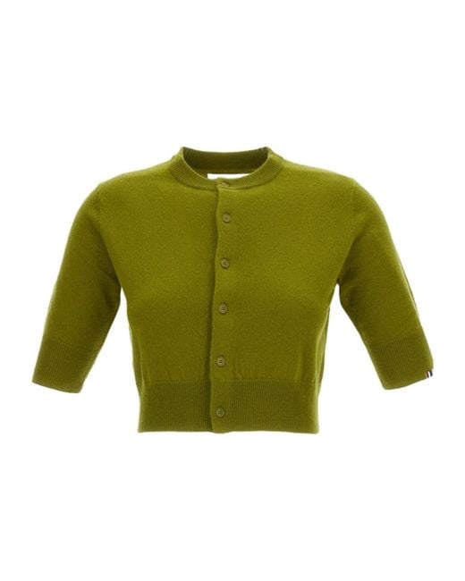 Extreme Cashmere Green Crew Neck Cashmere Knit Cardigan