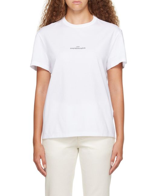 Maison Margiela White Logo Embroidered Crewneck T-Shirt for men
