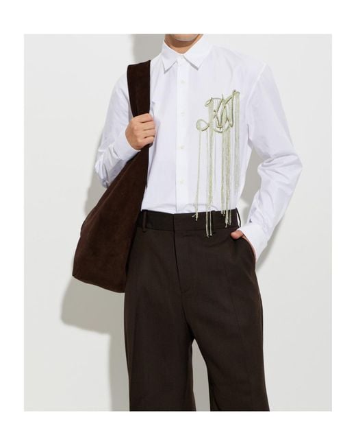 Dries Van Noten White Embroidered Cotton Shirt for men