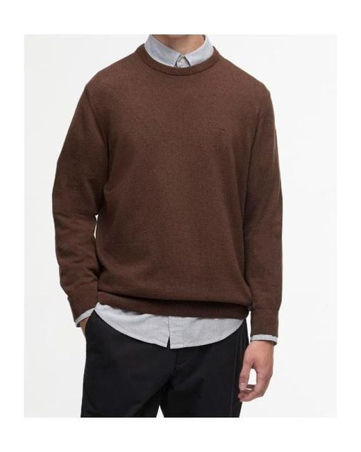 Barbour Brown Long-Sleeved Crew Neck Knit Sweater for men