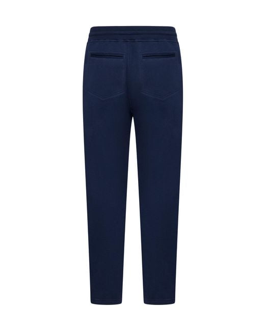 Brunello Cucinelli Blue Drawstring Tapered Leg Pants for men