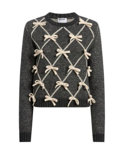 Moschino Black Wool-And-Silk Blend Sweater With Bows