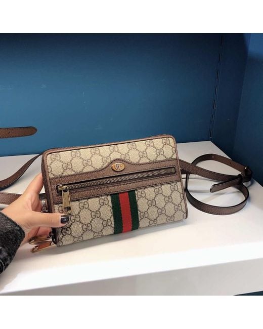 Gucci Brown Ophidia Series Small Backpacks for men