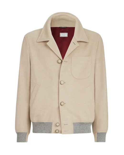Brunello Cucinelli Natural Lightweight Virgin-Wool Cloth Outerwear Jacket for men