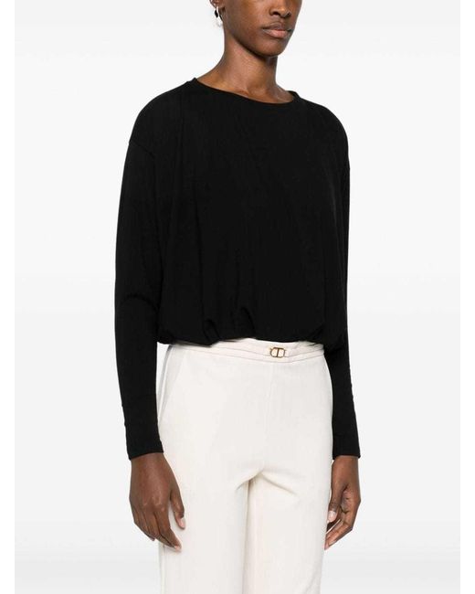 Pinko Black Draped Jersey T-Shirt