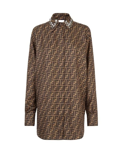 Fendi Women's Brown Logo Jacquard Back Slit Midi Dress