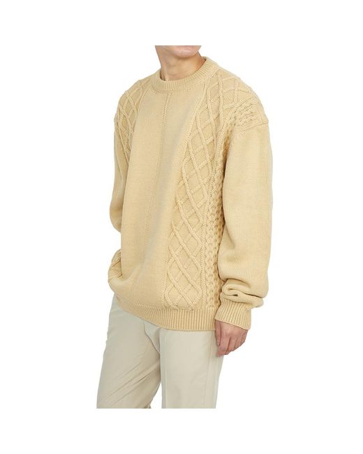 FAMILY FIRST Natural Round-Neck And Long-Sleeved Sweater for men