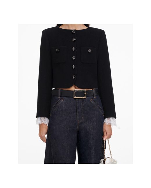 Self-Portrait Black Button Down Jacket