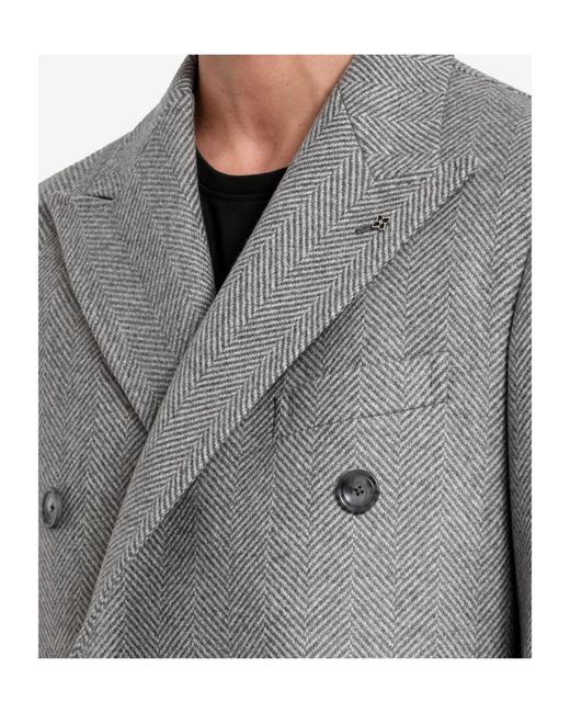 Tagliatore Gray Long-Sleeved Coat for men