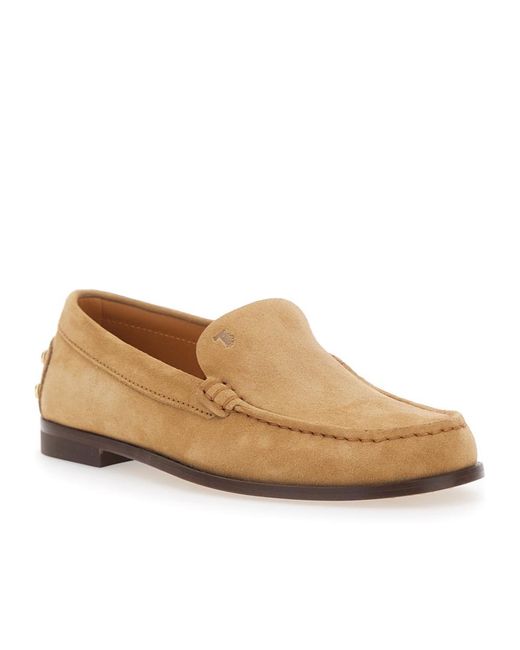 Tod's Brown Logo Embossed Slip-On Loafers