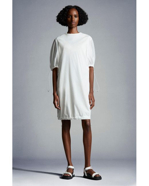 Moncler Gray Drawstring-Trim Midi T-Shirt Dress