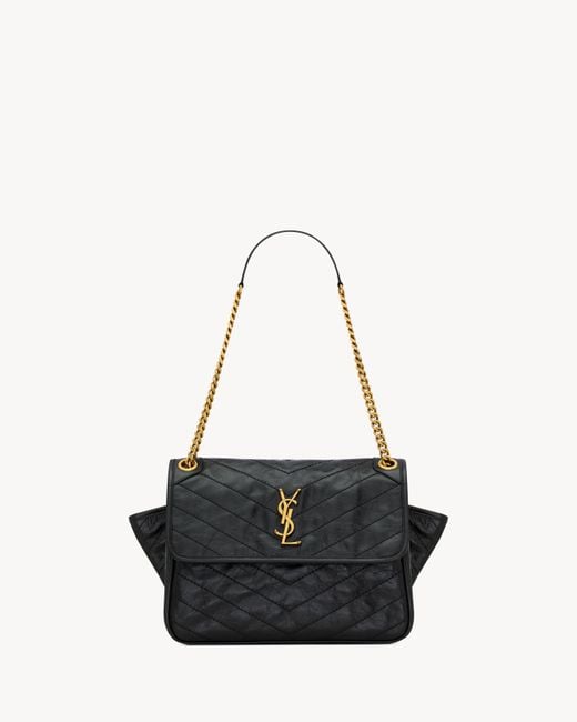 Saint Laurent Black Niki Logo Plaque Shoulder Bag