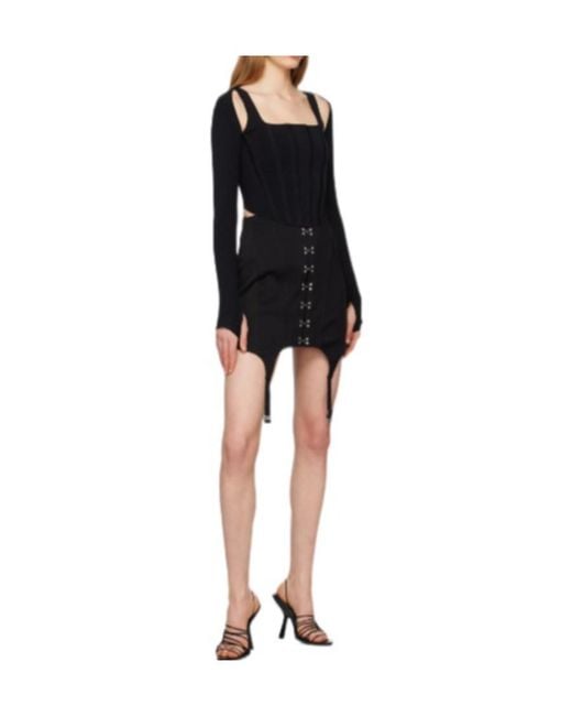 Dion Lee Black Long-Sleeve Corset Top