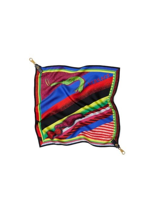 Versace Red Printed Silk Scarf Charm 55 Cm