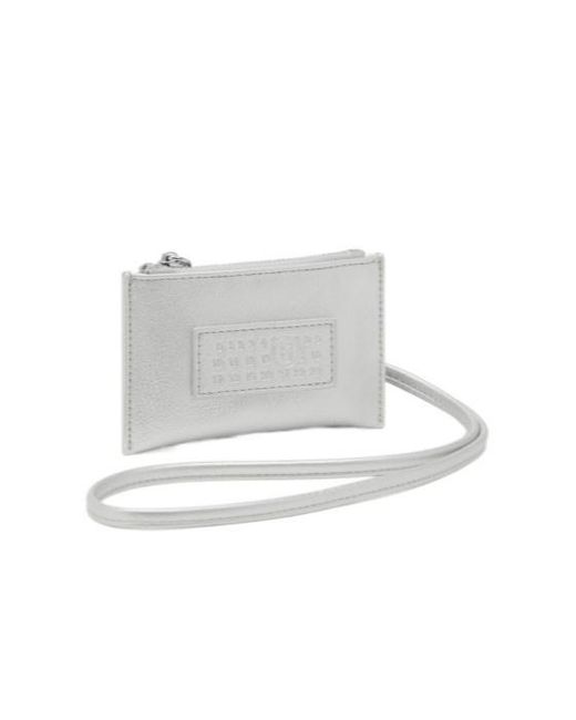 MM6 by Maison Margiela White Numeric-Logo Zipped Wallet for men