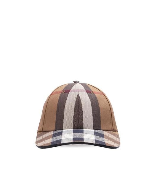 Burberry Brown Checked Pattern Baseball Cap for men