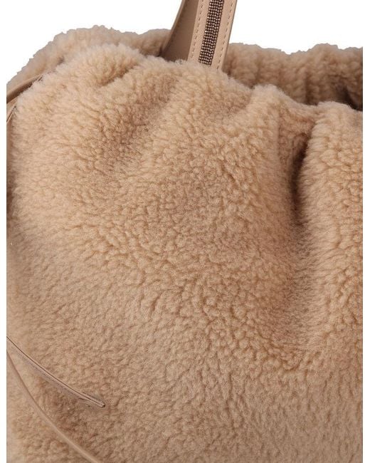 Brunello Cucinelli Natural Drawstring Tote Bag