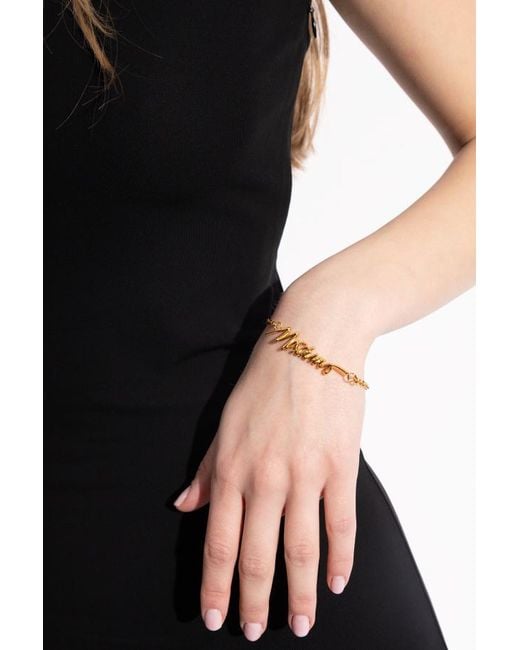 Moschino Metallic Logo Embellished Bracelet