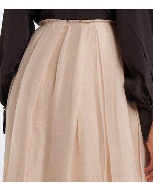 Vince Natural Tiered Pleated Midi Skirt