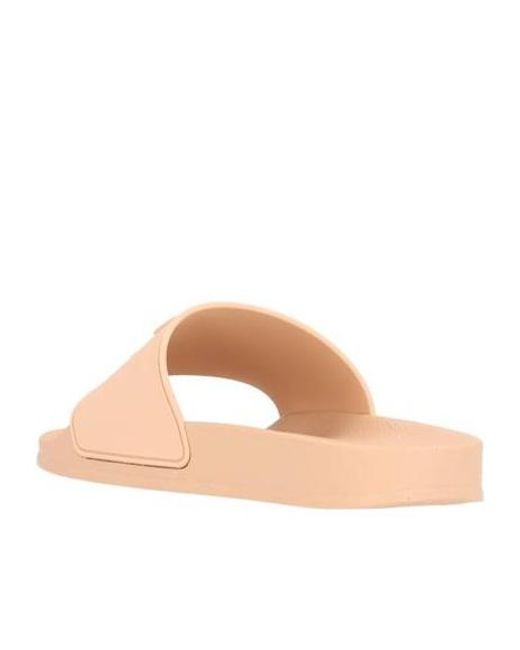Palm Angels Natural Logo Monogram Embossed Pool Slides