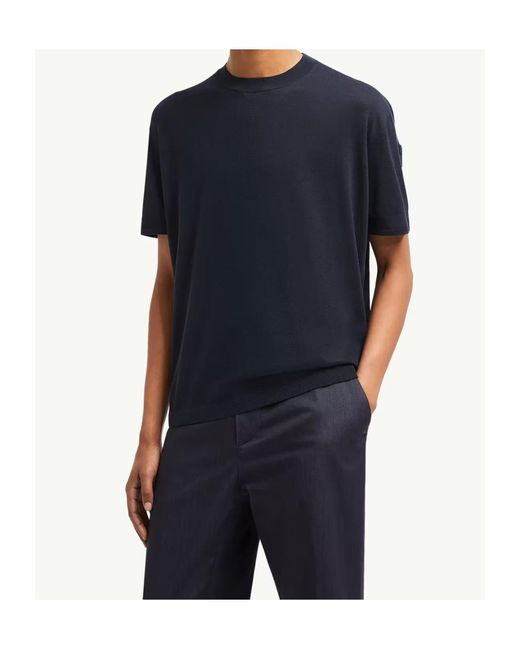 Moncler Black Silk Cotton T-Shirt for men