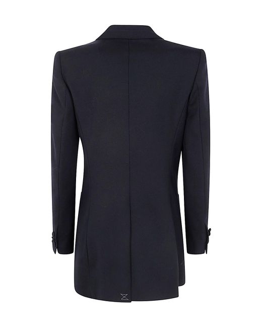 Dries Van Noten Blue Double-Breasted Long-Sleeved Jacket