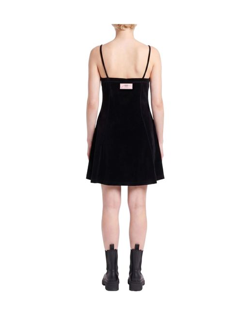 Ganni Black Mini Dress Cotton, Polyester