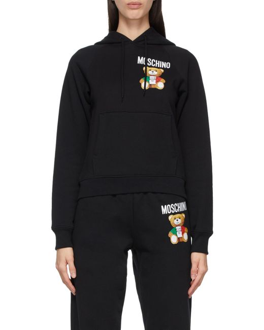 Moschino Black Teddy Bear-Print Hoodie