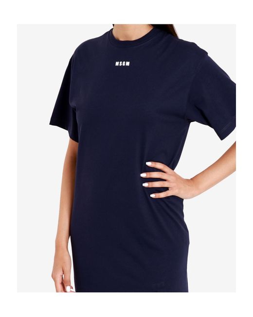 MSGM Blue Round Neck Dress
