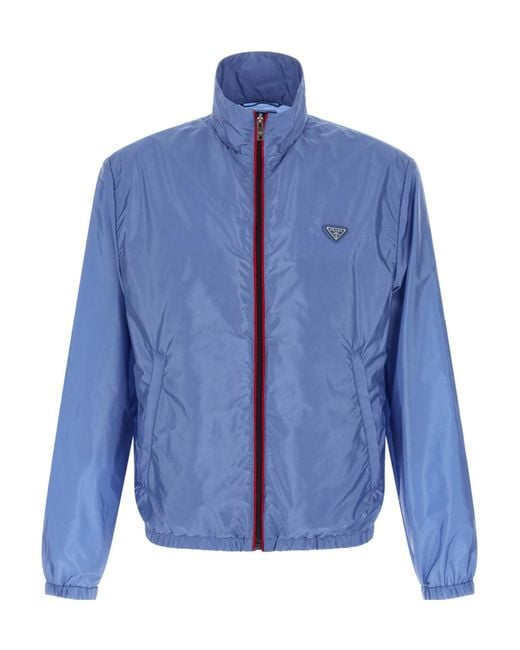 Prada Blue High-Neck Nylon Jacket for men