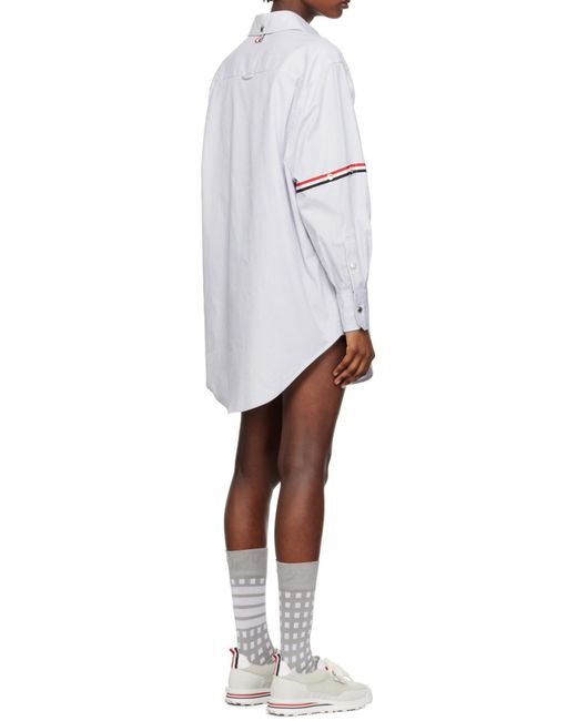 Thom Browne Blue Rwb Striped Longline Button-Up Shirt