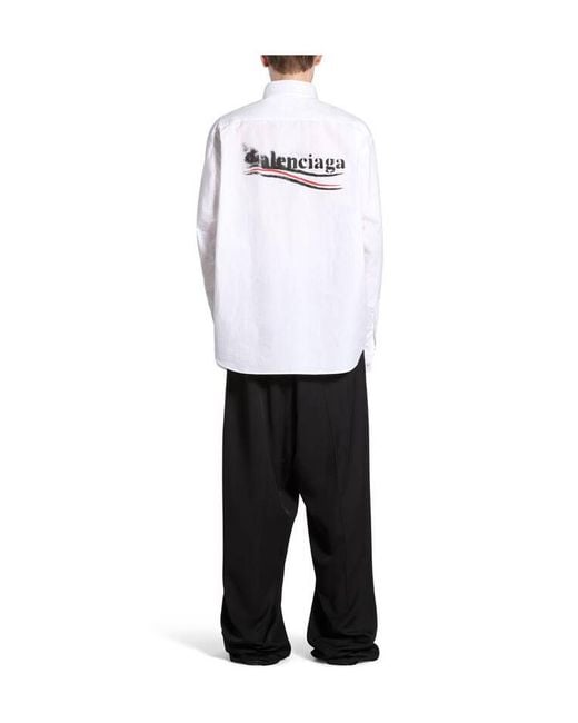 Balenciaga White Political Stencil Large Fit Shirt for men