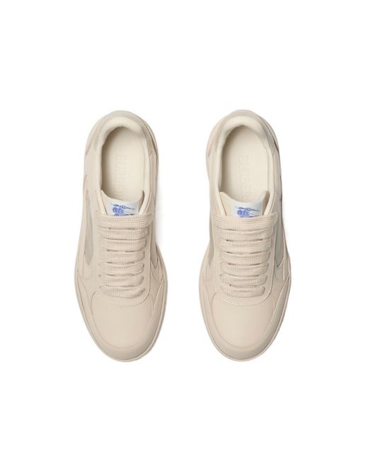Burberry Natural Checked Lace-Up Sneakers