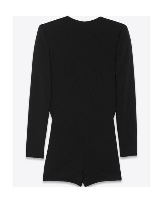Saint Laurent Black Embellished Ruched Dress