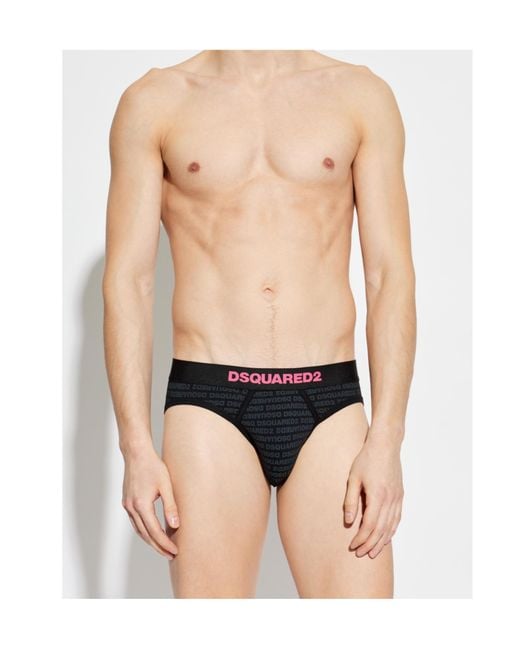 DSquared² Black Logo Briefs for men