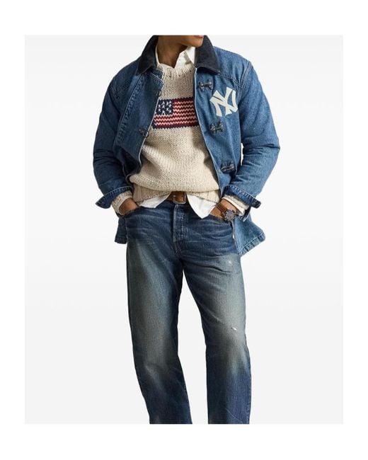 Polo Ralph Lauren Blue Logo Print Denim Jacket for men