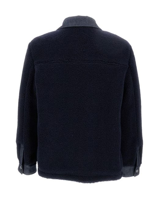 A.P.C. Blue Will Fleece Denim-Panel Jacket for men