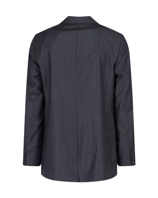 AMI Blue Pinstriped Single-Breasted Tailored Blazer for men