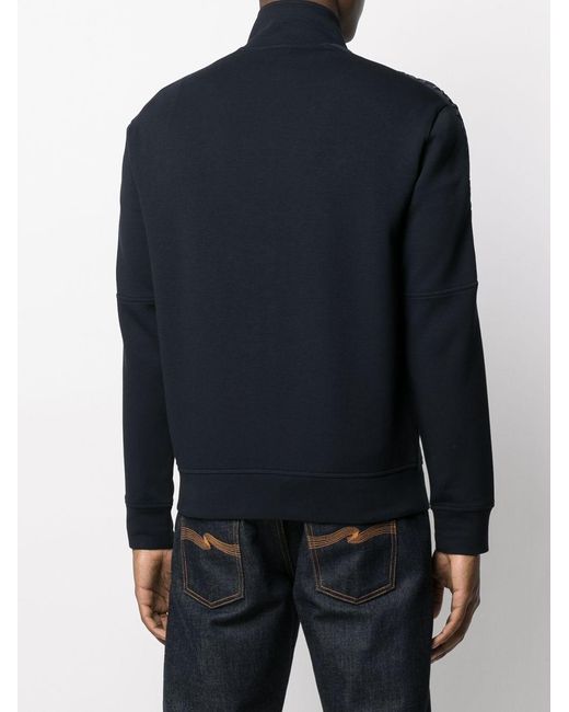 Emporio Armani Blue High Neck Zip-Up Sweatshirt for men