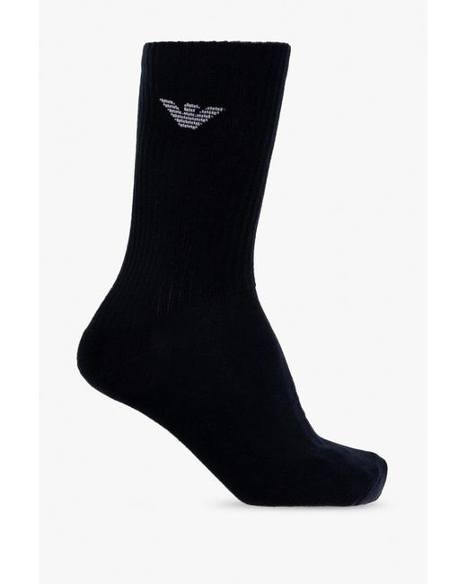 Emporio Armani Black Logo Socks Three Pairs for men
