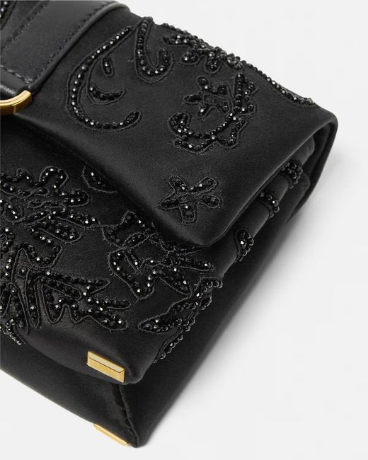 Versace Black Kleio Embroidered Satin Mini Crossbody Bag