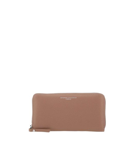 Gianni Chiarini Brown Zip-Around Pebbled Wallet