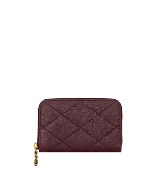 Saint Laurent Purple Cassandre Bijou Quilted Wallet