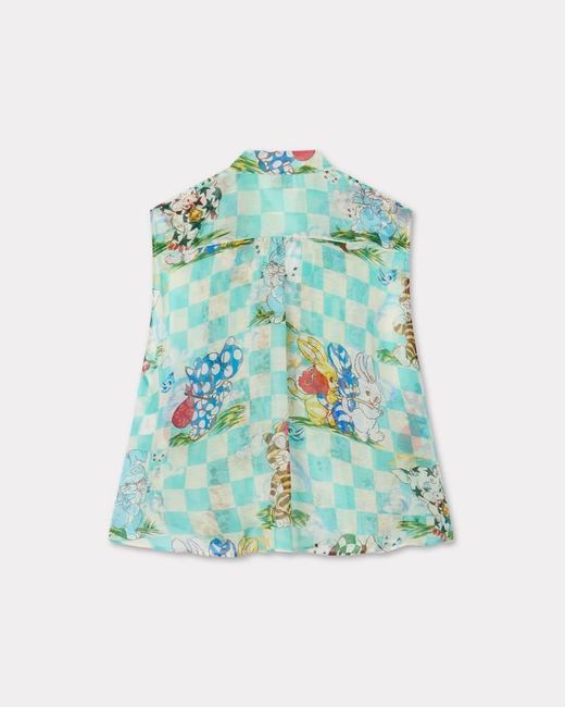 KENZO Green Cartoon' Sleeveless Top