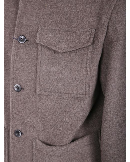 Herno Brown Button-Fastening Patch-Pocket Jacket for men