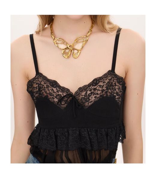 Chloé Black Chloé Lace Peplum Lingerie Top