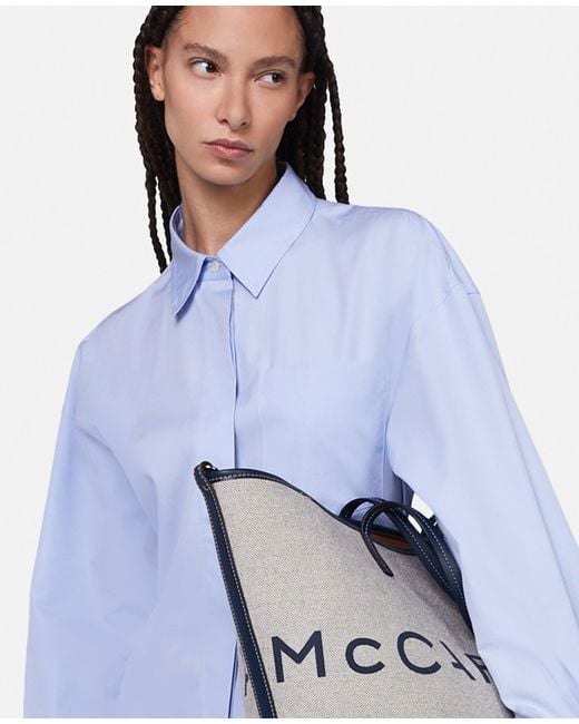 Stella McCartney Blue Collared Long-Sleeve Shirt Dress
