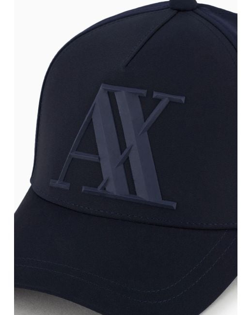 ARMANI EXCHANGE Blue Logo-Plaque Cap for men